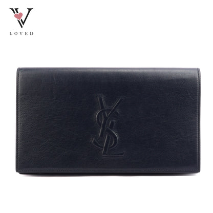 Yves Saint Laurent Belle De Jour Clutch in Navy Blue Leather