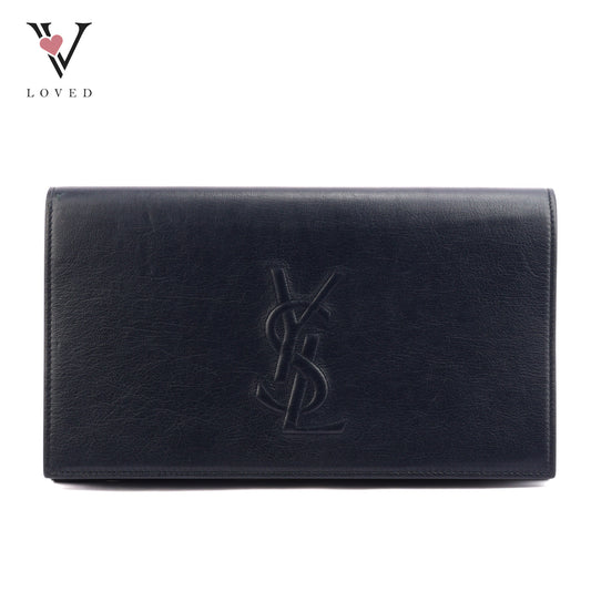Yves Saint Laurent Belle De Jour Clutch in Navy Blue Leather