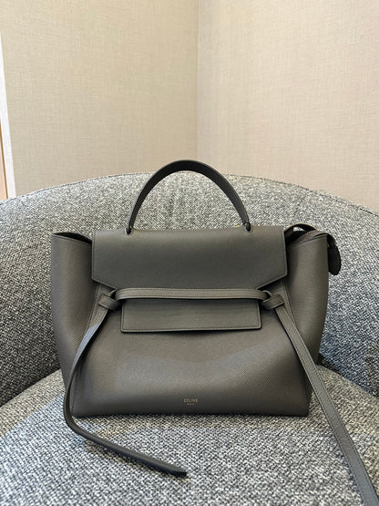 Celine Mini Belt Bag in Grey Grained Calfskin Leather