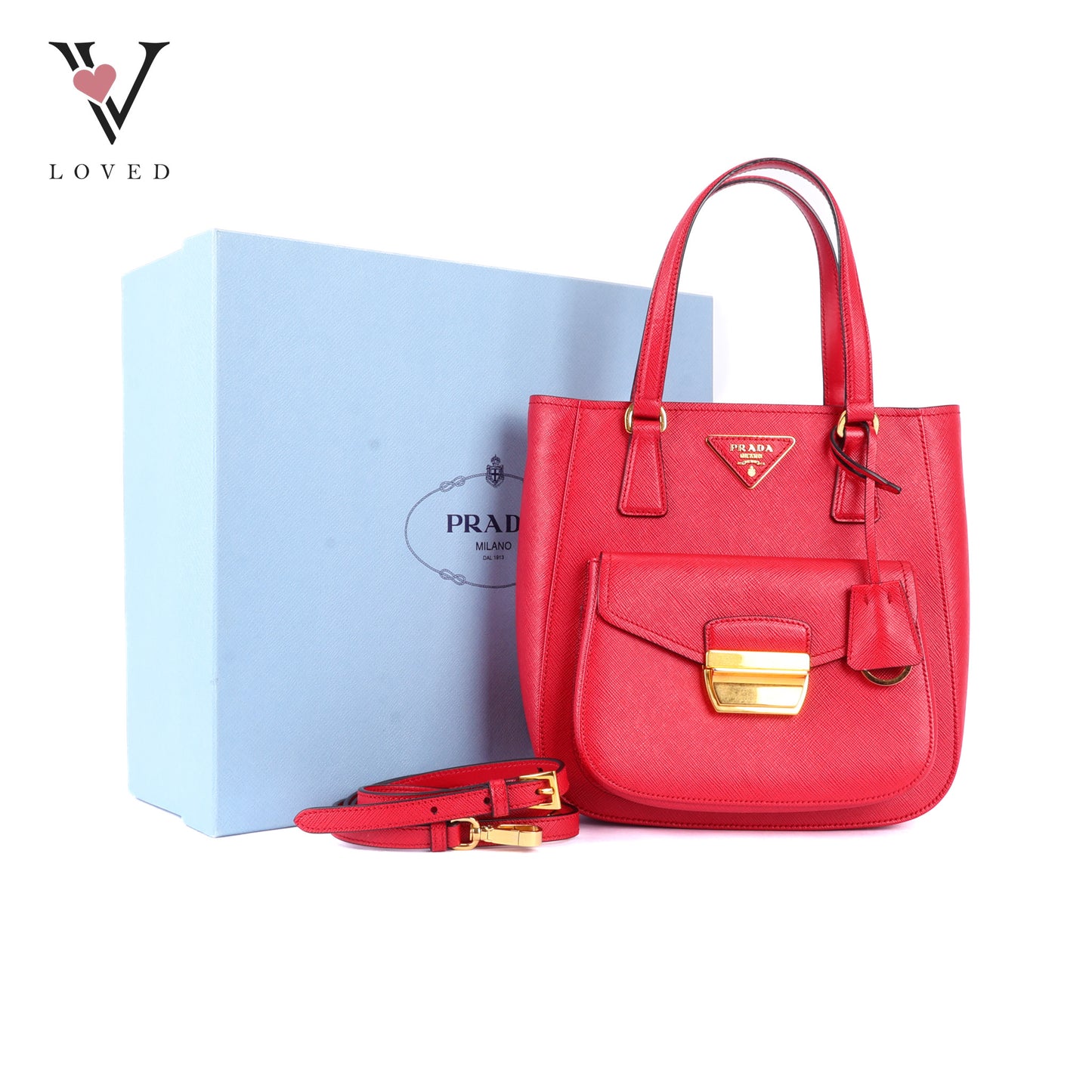Prada Metropolis Tote Bag in Red Saffiano Leather