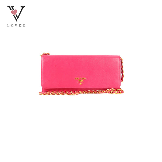 Prada Continental Wallet in Fiery Red Saffiano Leather