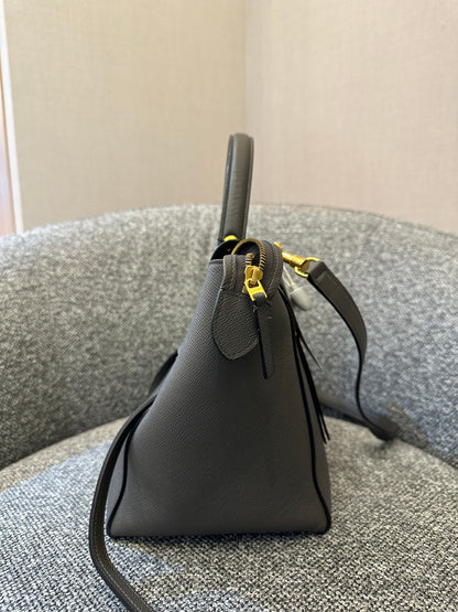 Celine Mini Belt Bag in Grey Grained Calfskin Leather