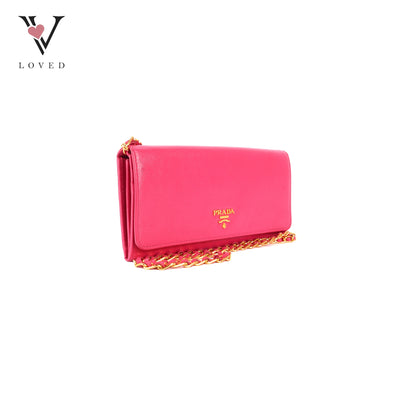 Prada Continental Wallet in Fiery Red Saffiano Leather