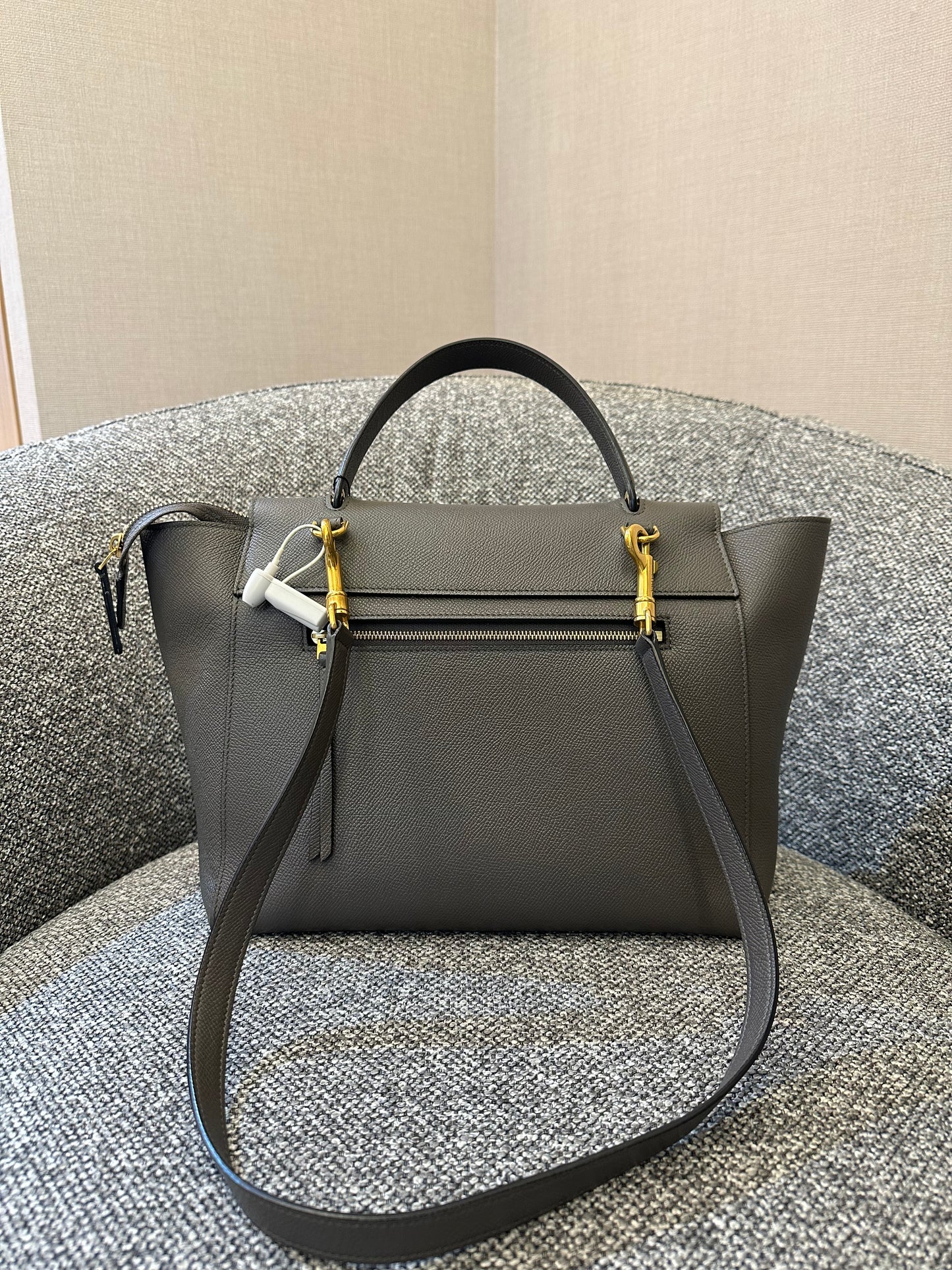 Celine Mini Belt Bag in Grey Grained Calfskin Leather