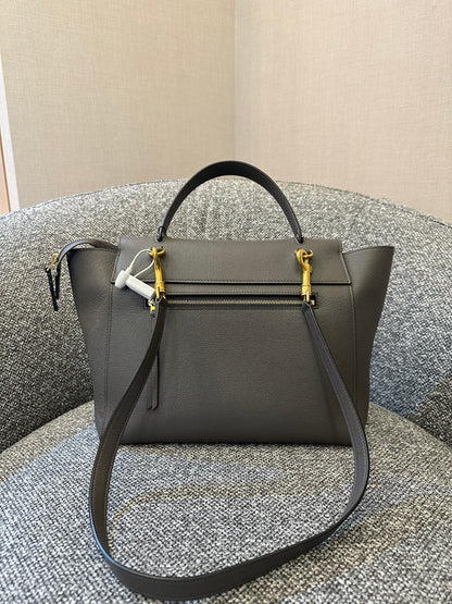 Celine Mini Belt Bag in Grey Grained Calfskin Leather