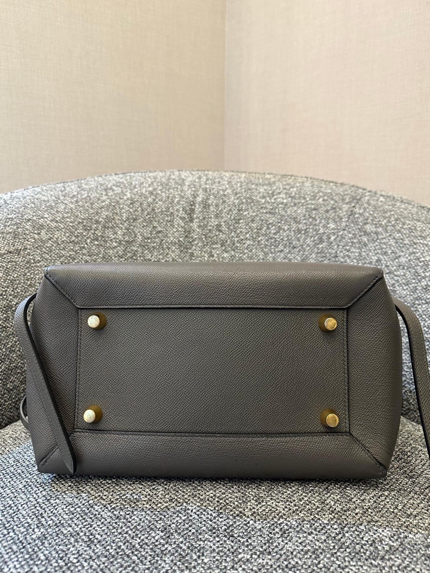 Celine Mini Belt Bag in Grey Grained Calfskin Leather
