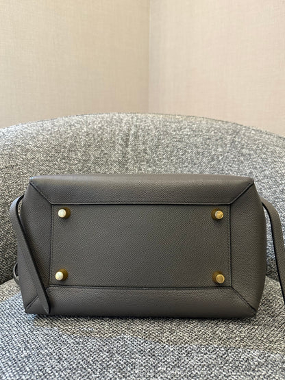 Celine Mini Belt Bag in Grey Grained Calfskin Leather