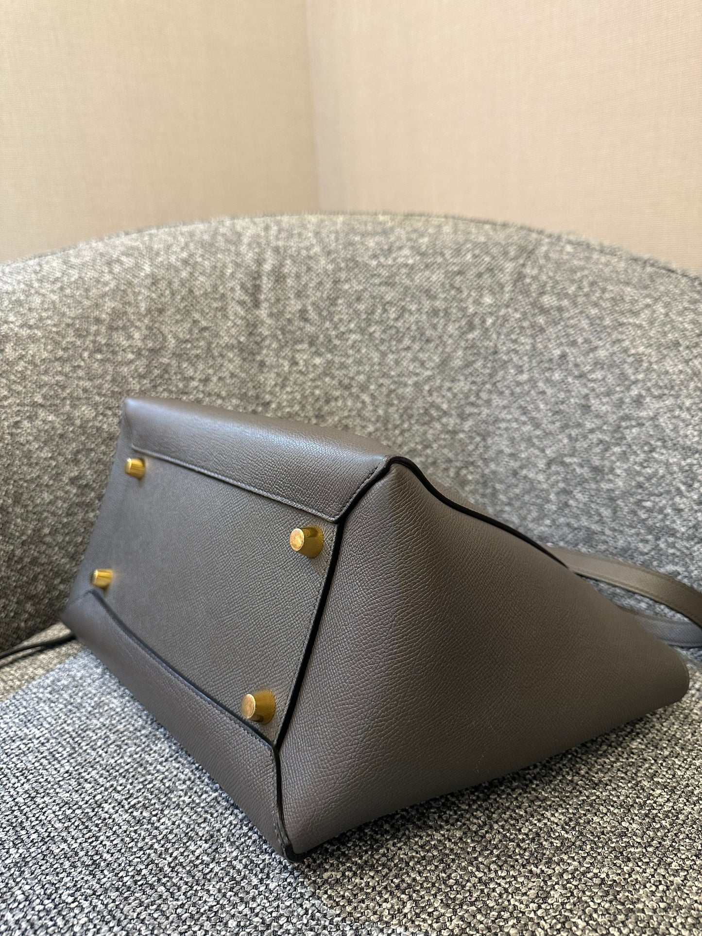 Celine Mini Belt Bag in Grey Grained Calfskin Leather