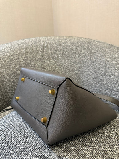 Celine Mini Belt Bag in Grey Grained Calfskin Leather