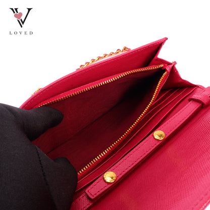 Prada Continental Wallet in Fiery Red Saffiano Leather