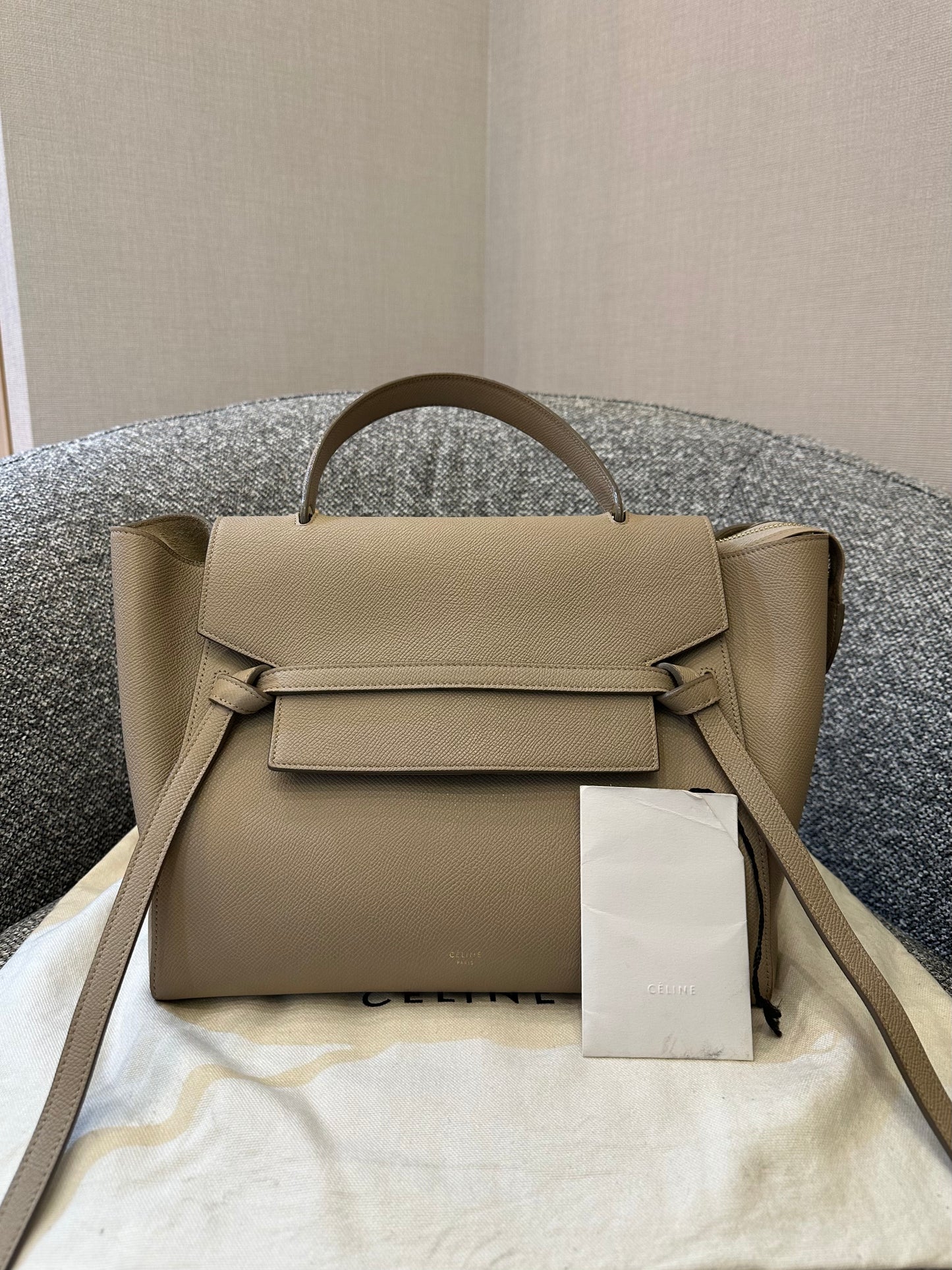 Celine Belt Bag in Beige Grained Calfskin