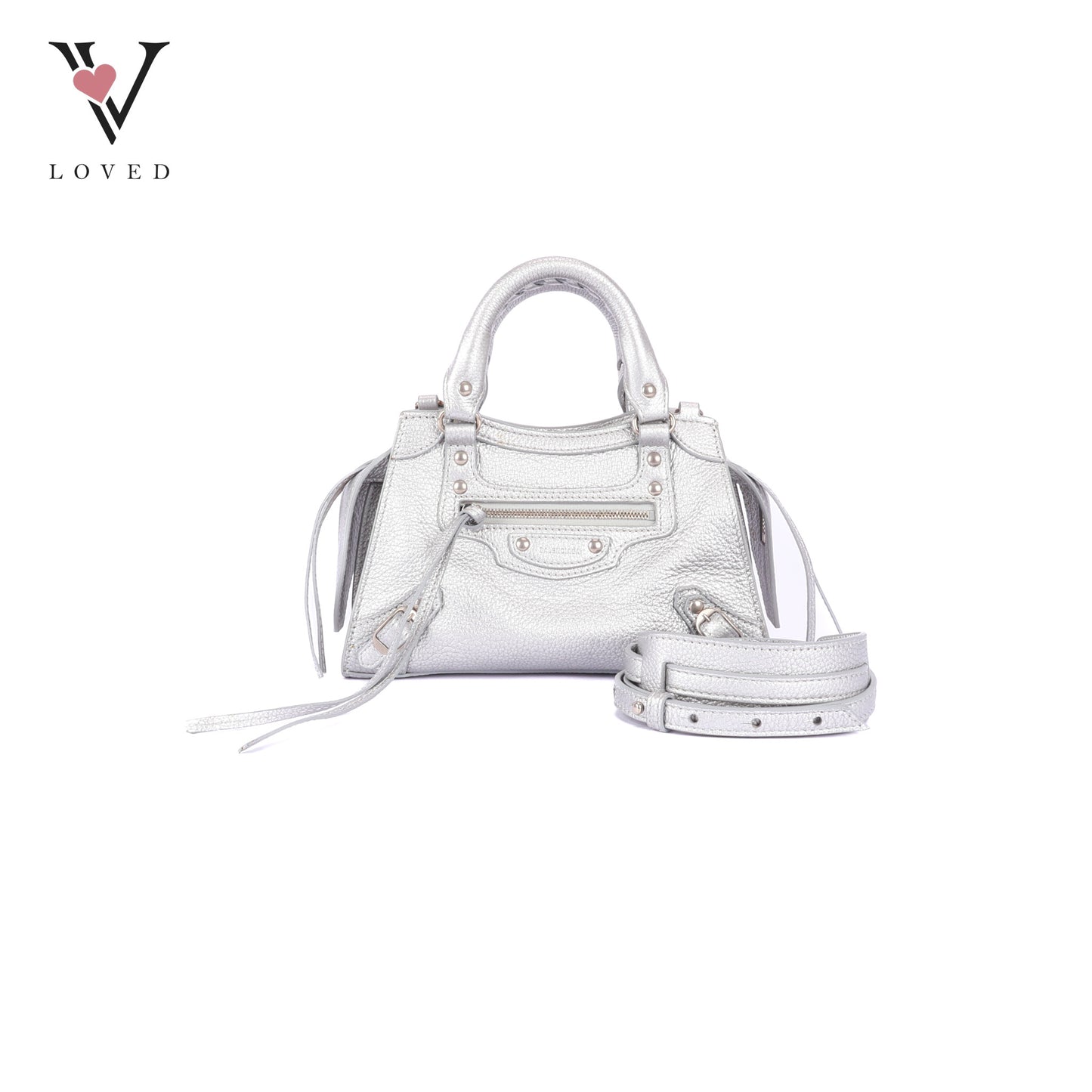 Balenciaga Neo Classic City Bag in Metallic Silver Grained Calfskin Leather