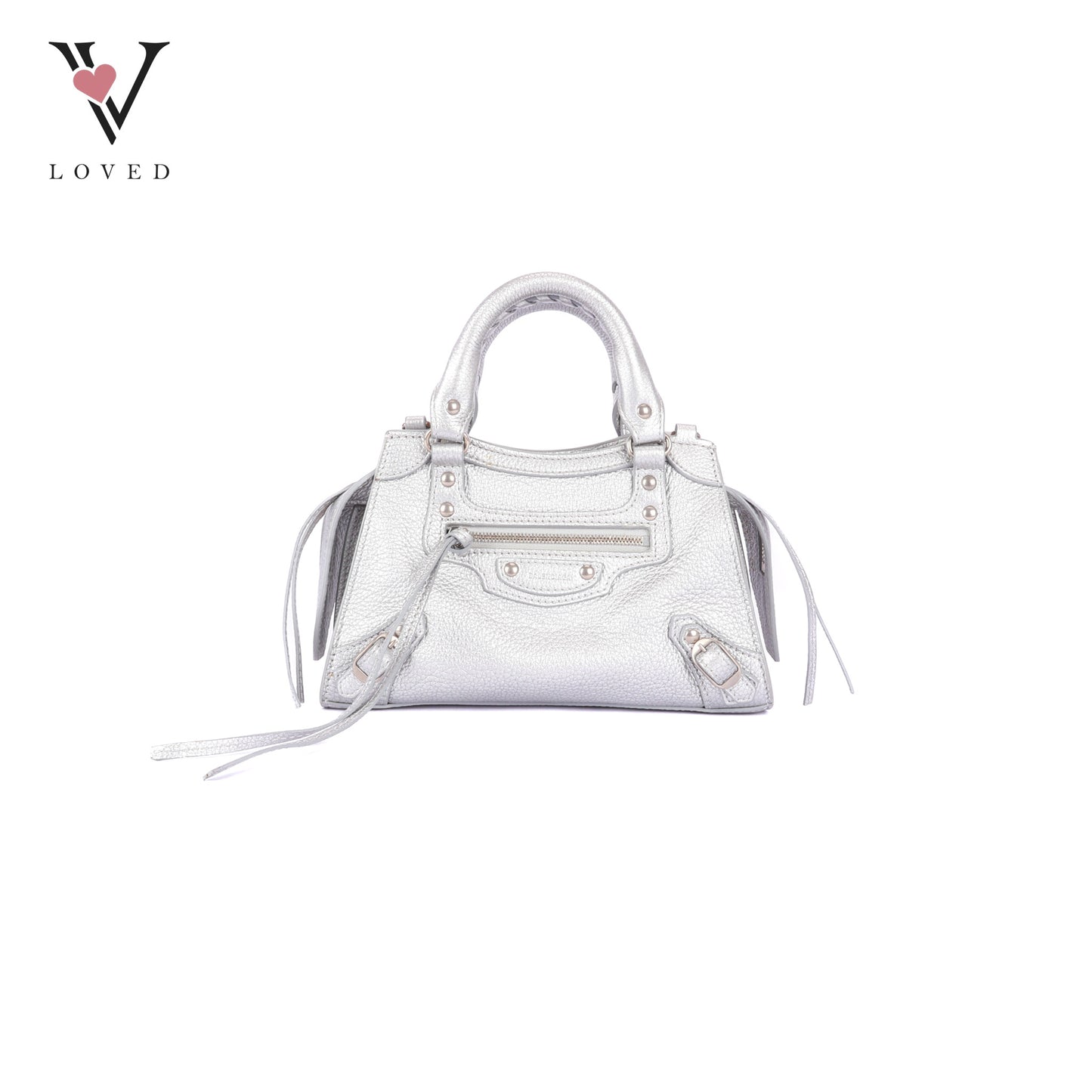 Balenciaga Neo Classic City Bag in Metallic Silver Grained Calfskin Leather