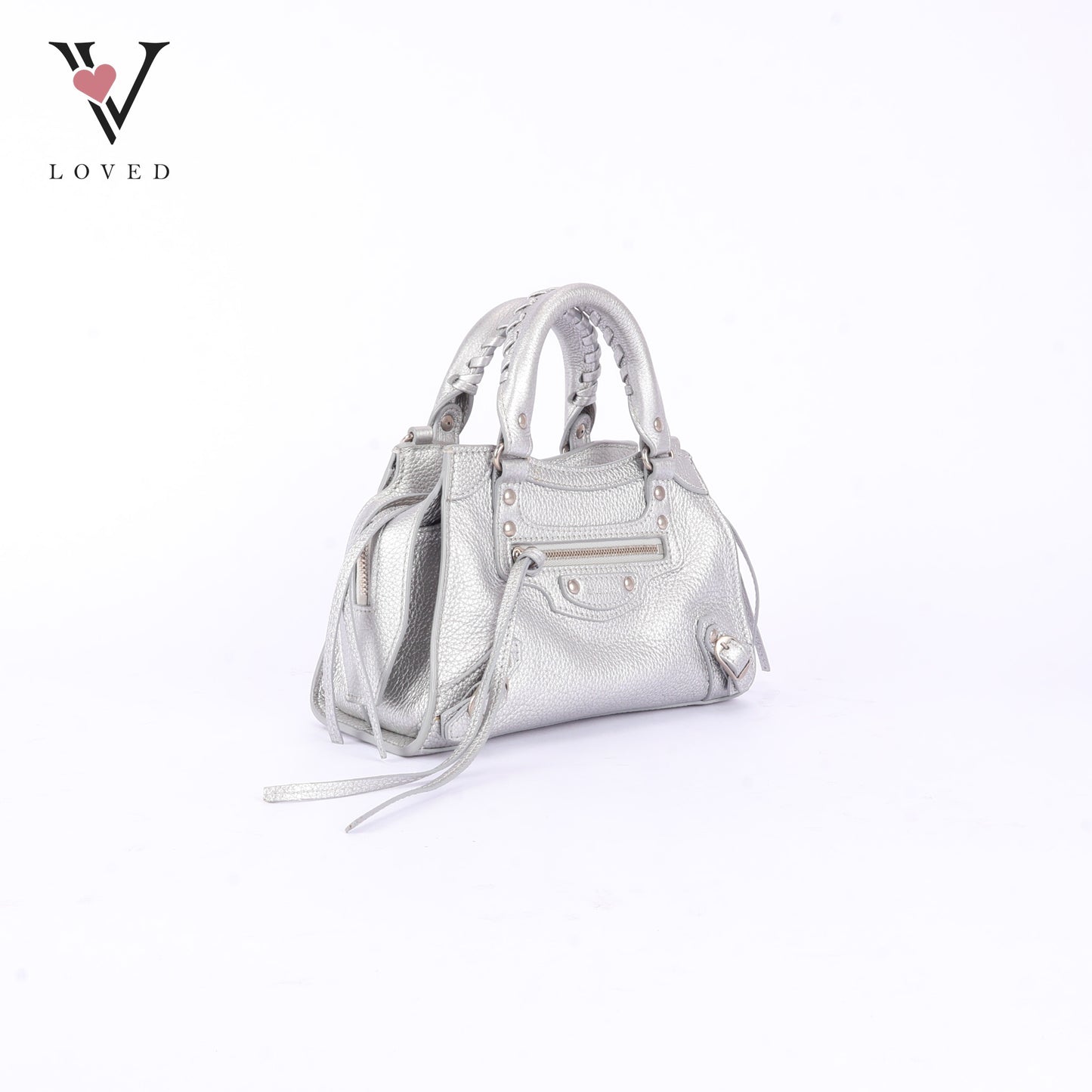 Balenciaga Neo Classic City Bag in Metallic Silver Grained Calfskin Leather