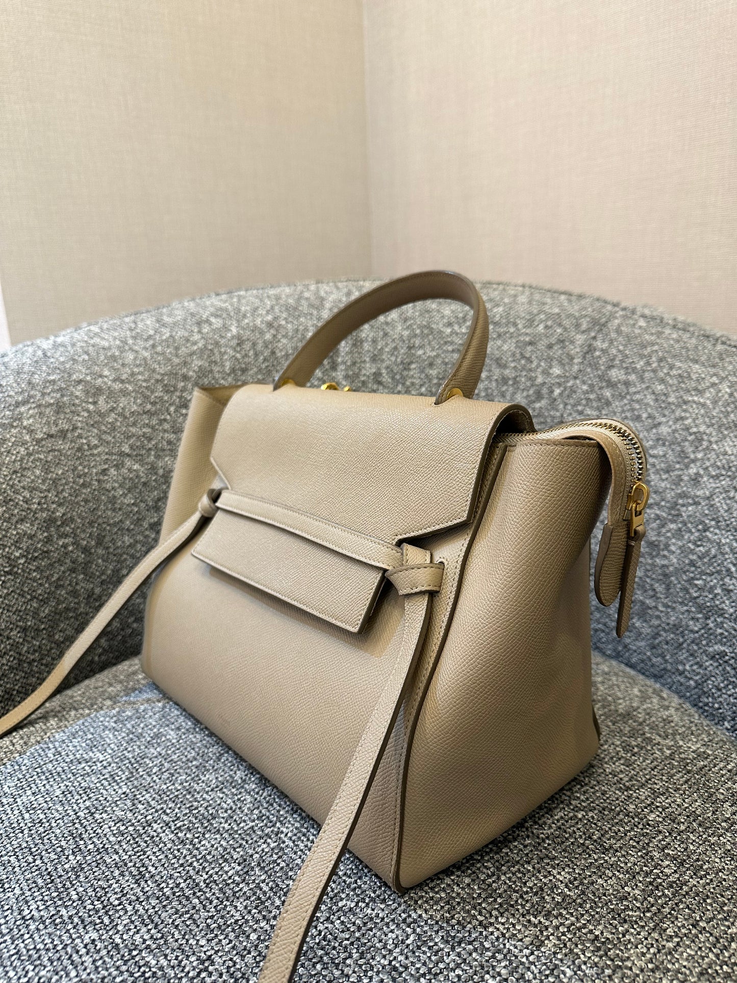 Celine Belt Bag in Beige Grained Calfskin