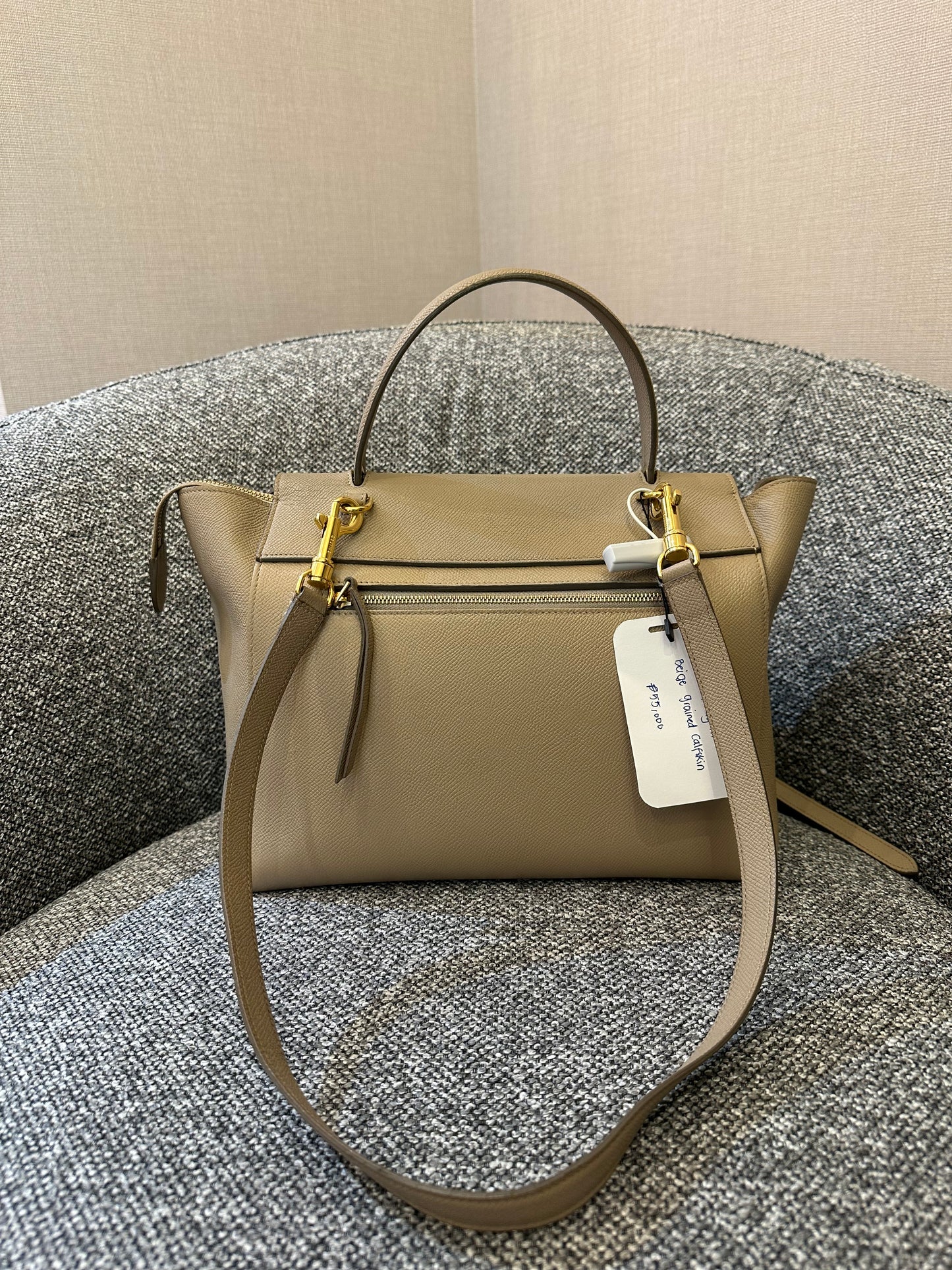 Celine Belt Bag in Beige Grained Calfskin