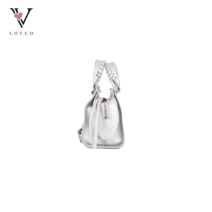 Balenciaga Neo Classic City Bag in Metallic Silver Grained Calfskin Leather
