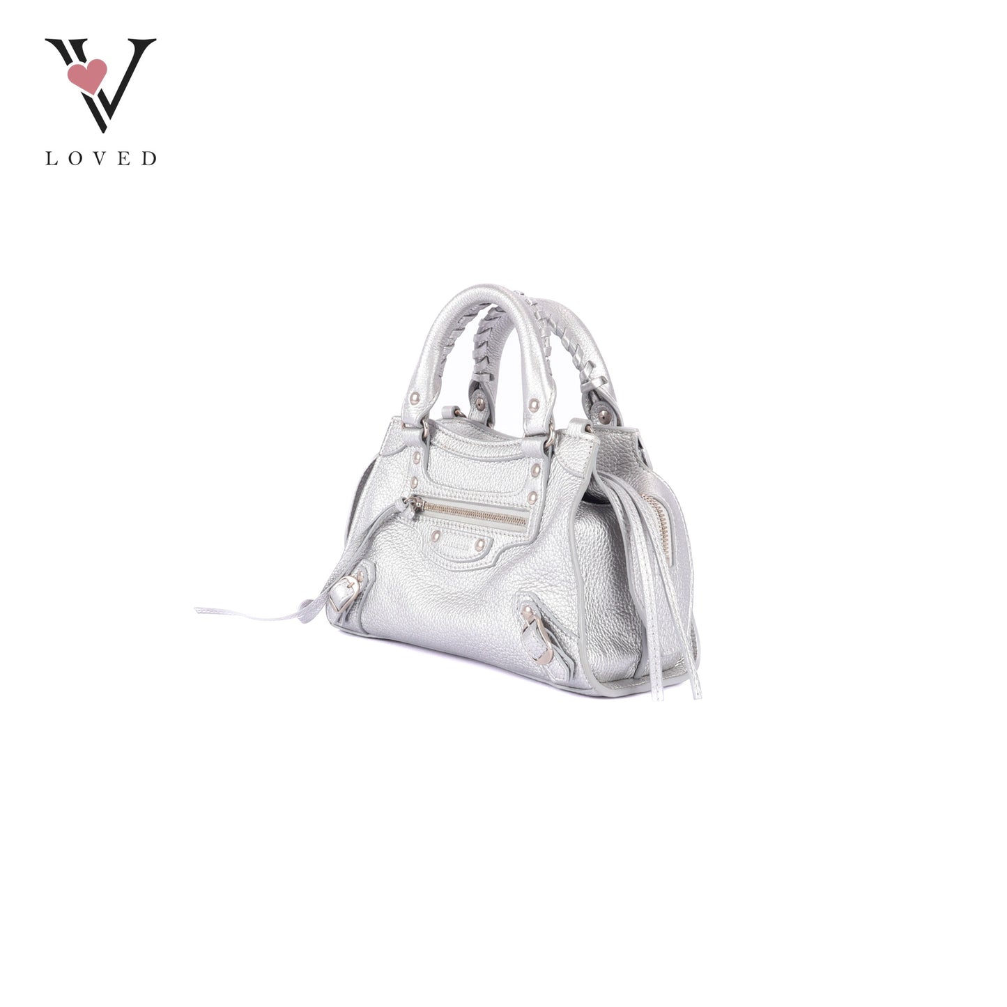 Balenciaga Neo Classic City Bag in Metallic Silver Grained Calfskin Leather