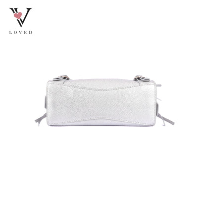 Balenciaga Neo Classic City Bag in Metallic Silver Grained Calfskin Leather
