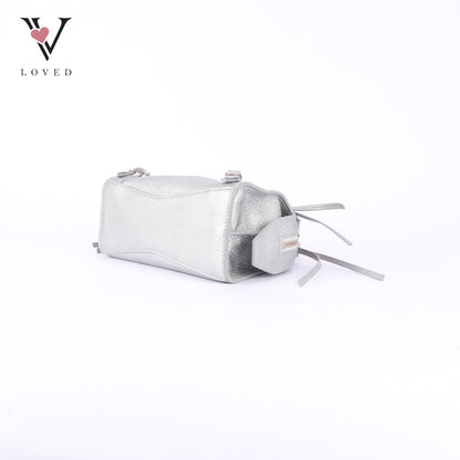 Balenciaga Neo Classic City Bag in Metallic Silver Grained Calfskin Leather