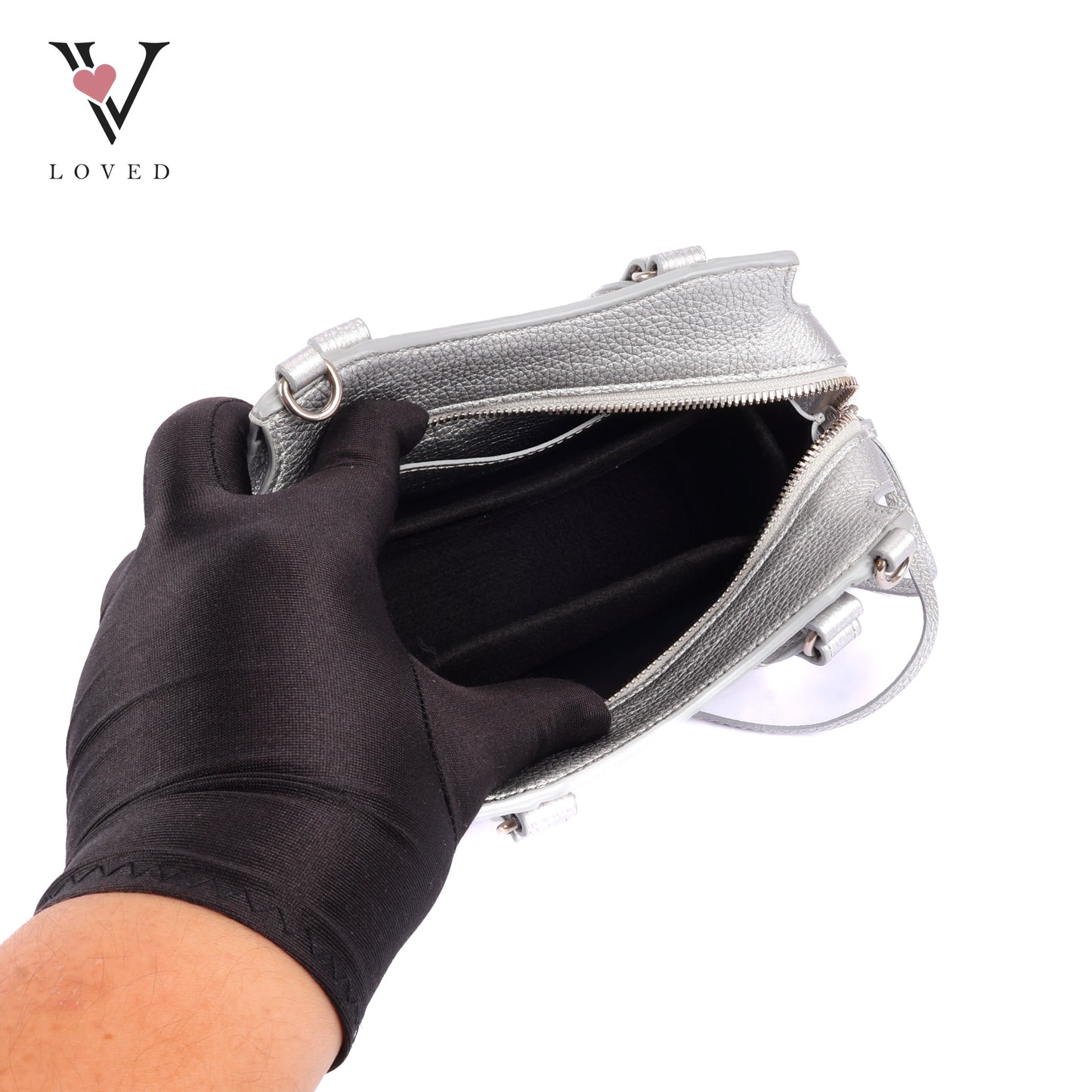 Balenciaga Neo Classic City Bag in Metallic Silver Grained Calfskin Leather