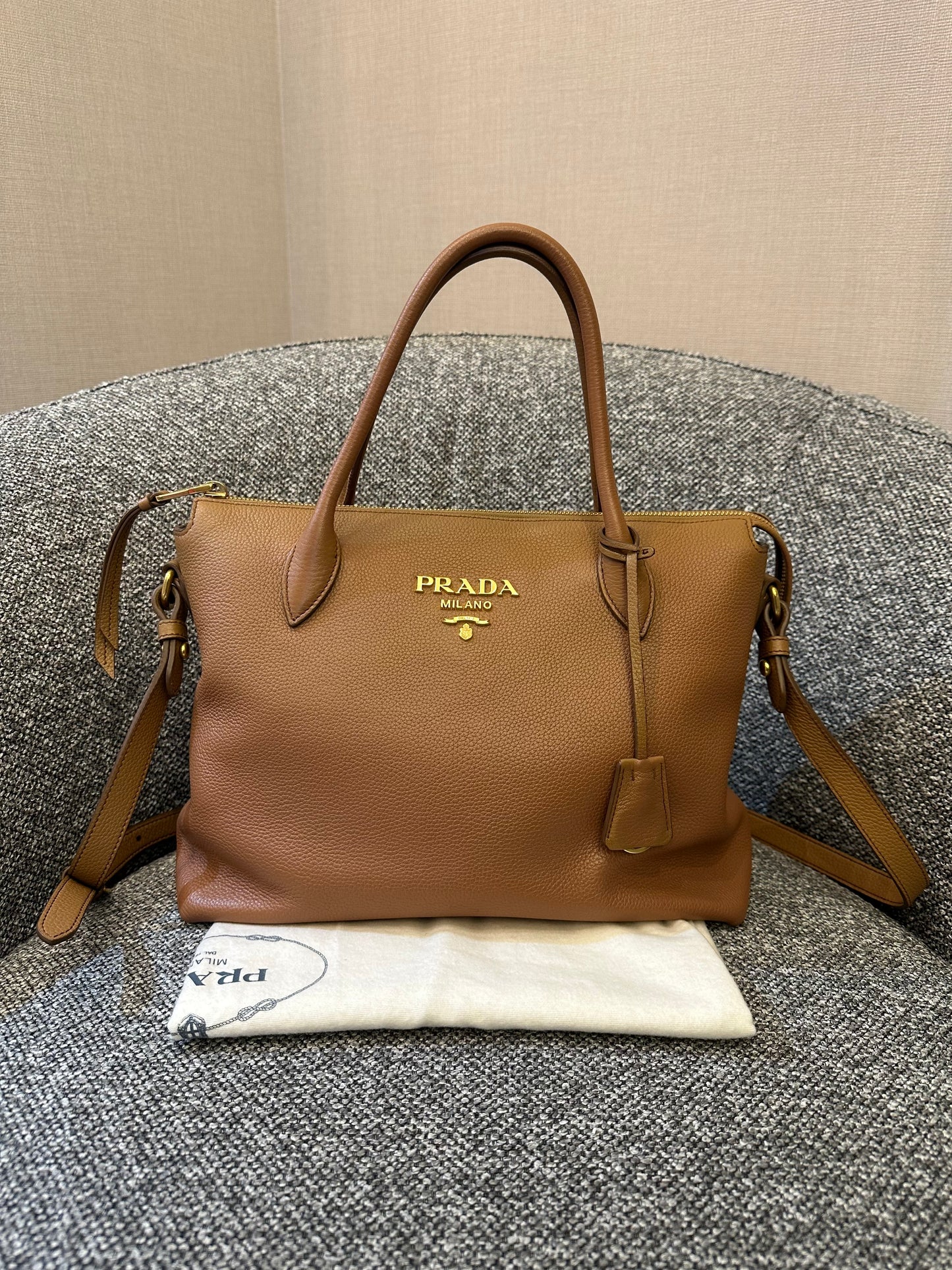 Prada Vitello Daino Leather Top Handle Bag