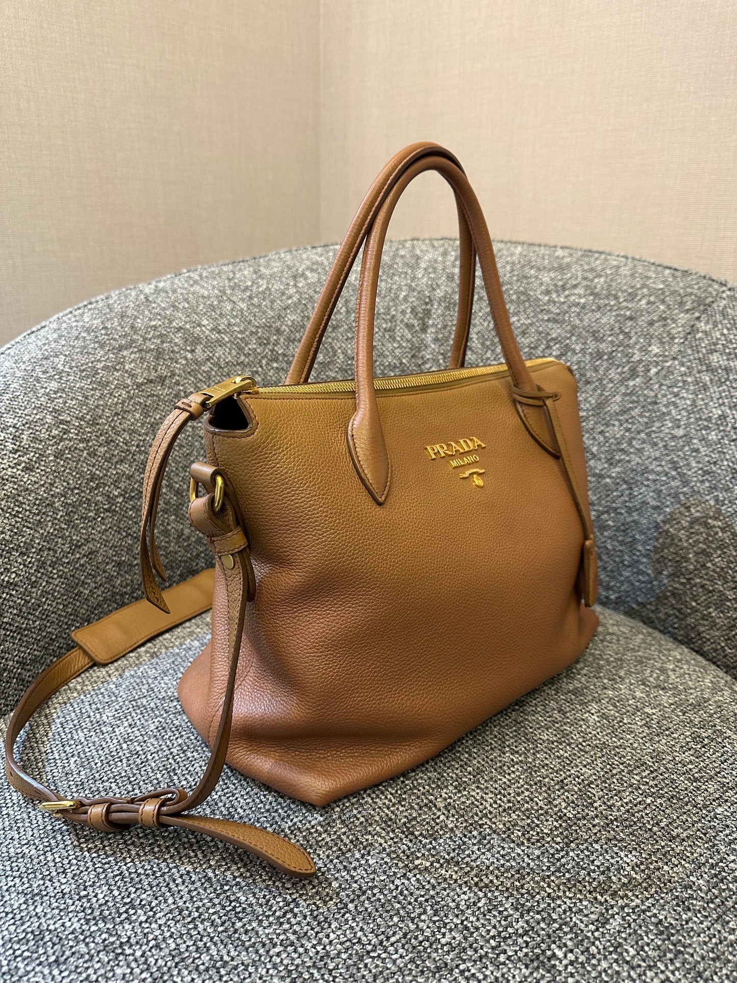 Prada Vitello Daino Leather Top Handle Bag