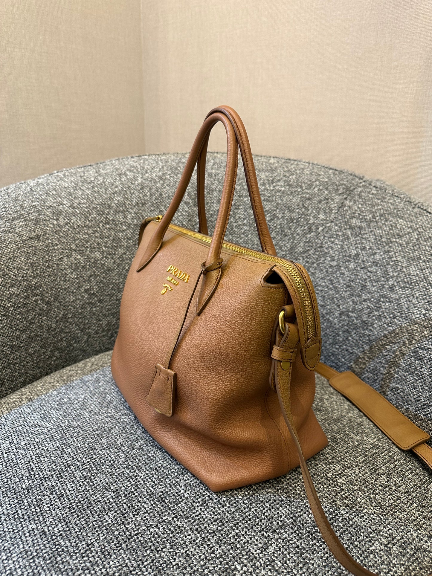 Prada Vitello Daino Leather Top Handle Bag
