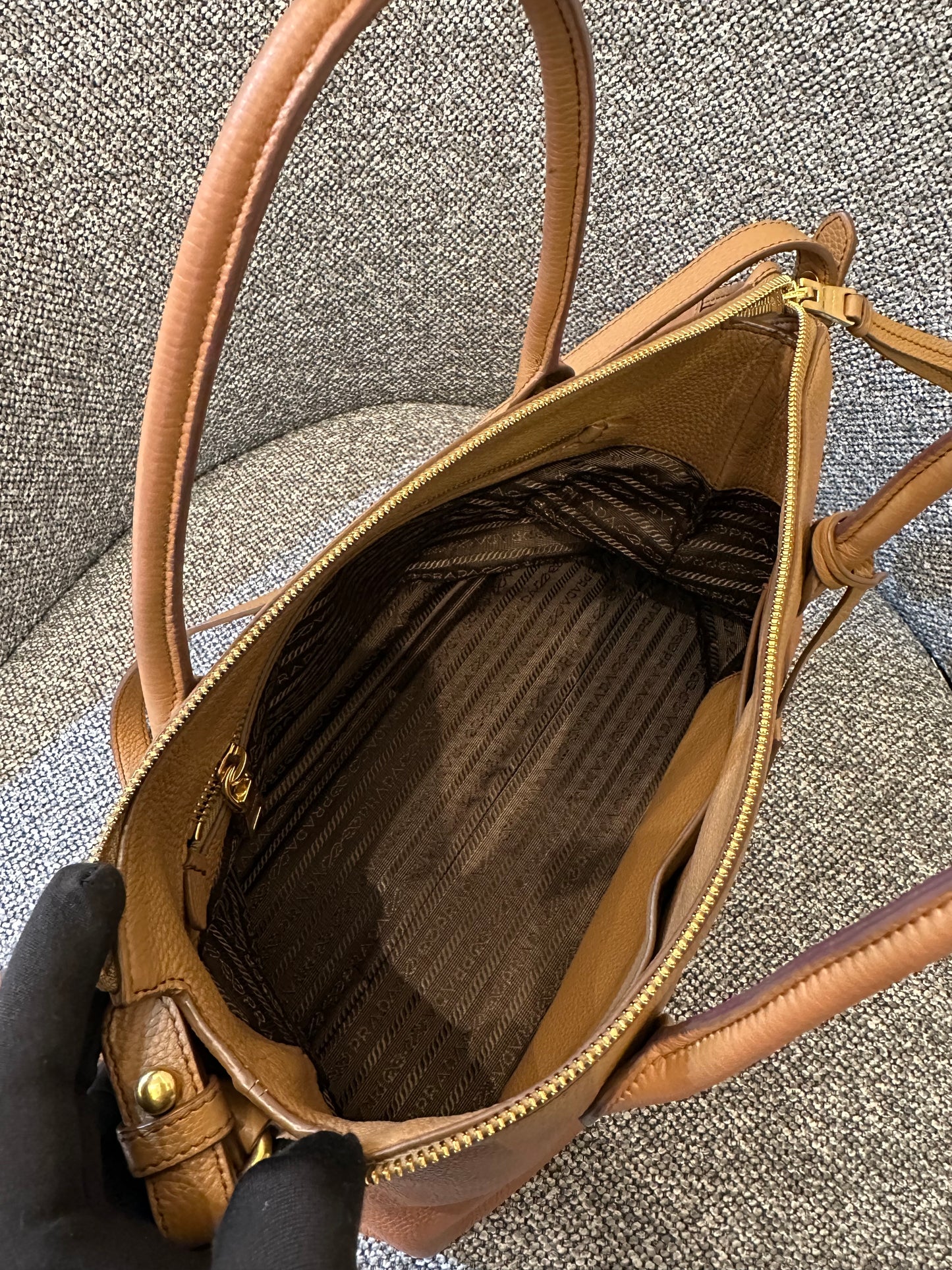 Prada Vitello Daino Leather Top Handle Bag