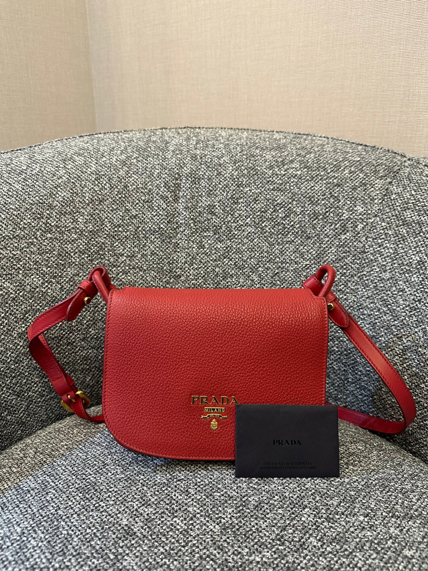 Prada Vitello Daino Leather Flap Crossbody Bag