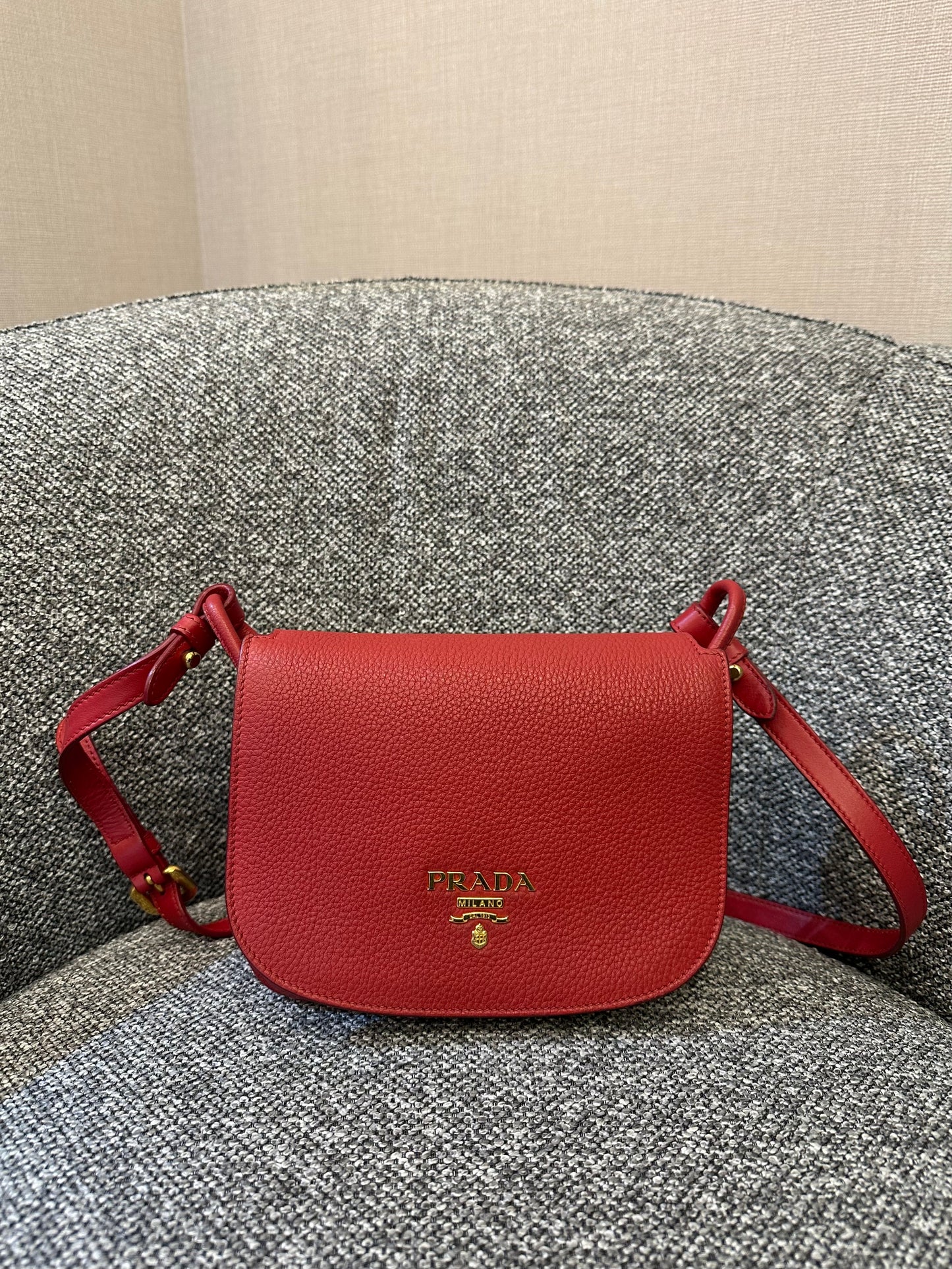 Prada Vitello Daino Leather Flap Crossbody Bag