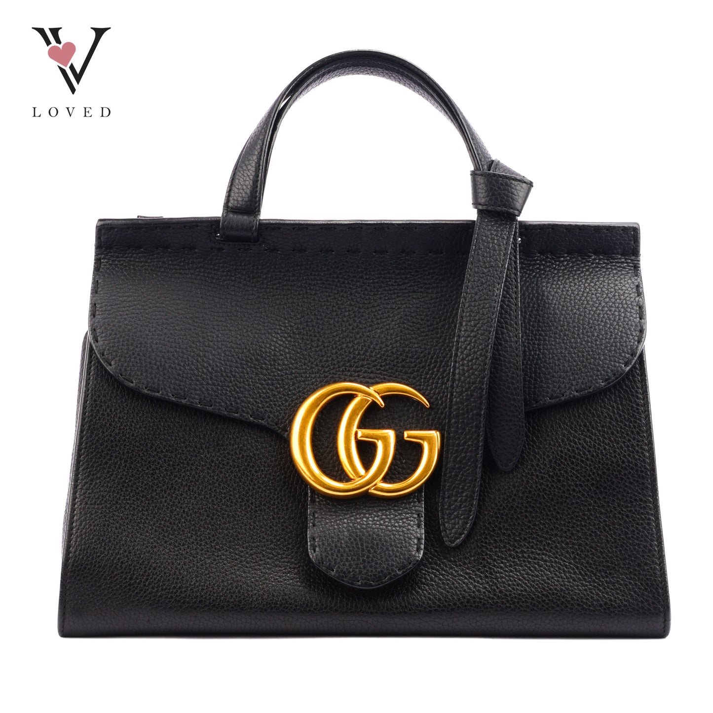 Gucci GG Marmont Small Top Handle Bag In Black Leather