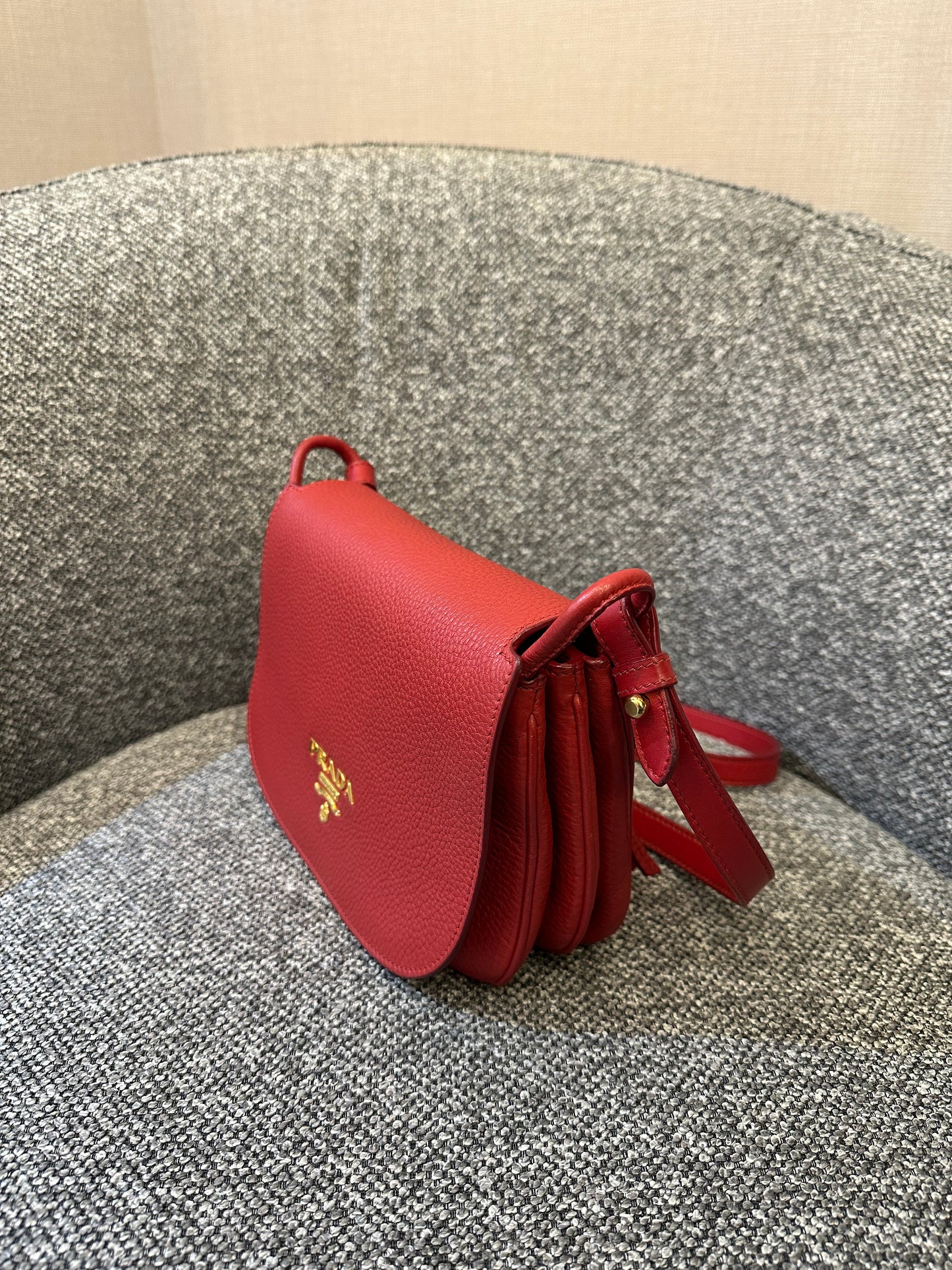 Prada Vitello Daino Leather Flap Crossbody Bag