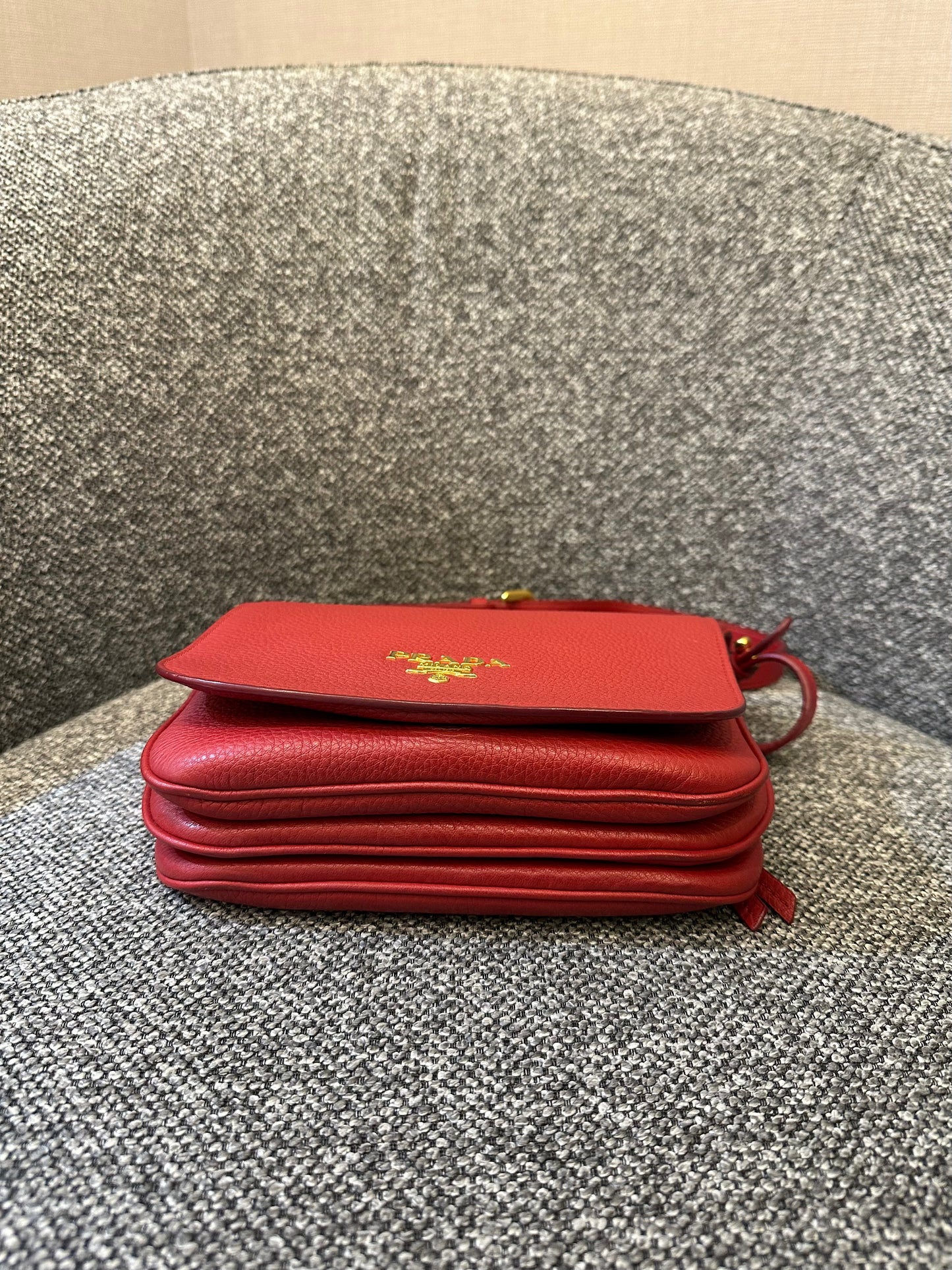 Prada Vitello Daino Leather Flap Crossbody Bag