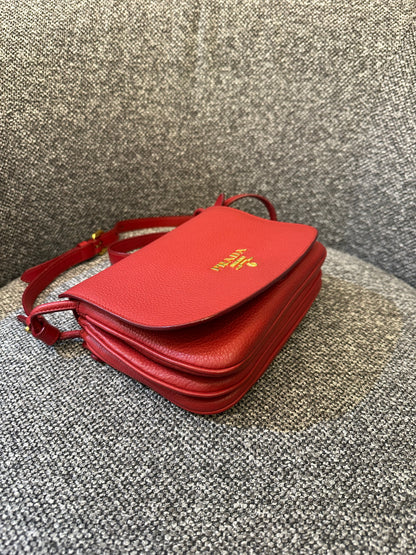 Prada Vitello Daino Leather Flap Crossbody Bag