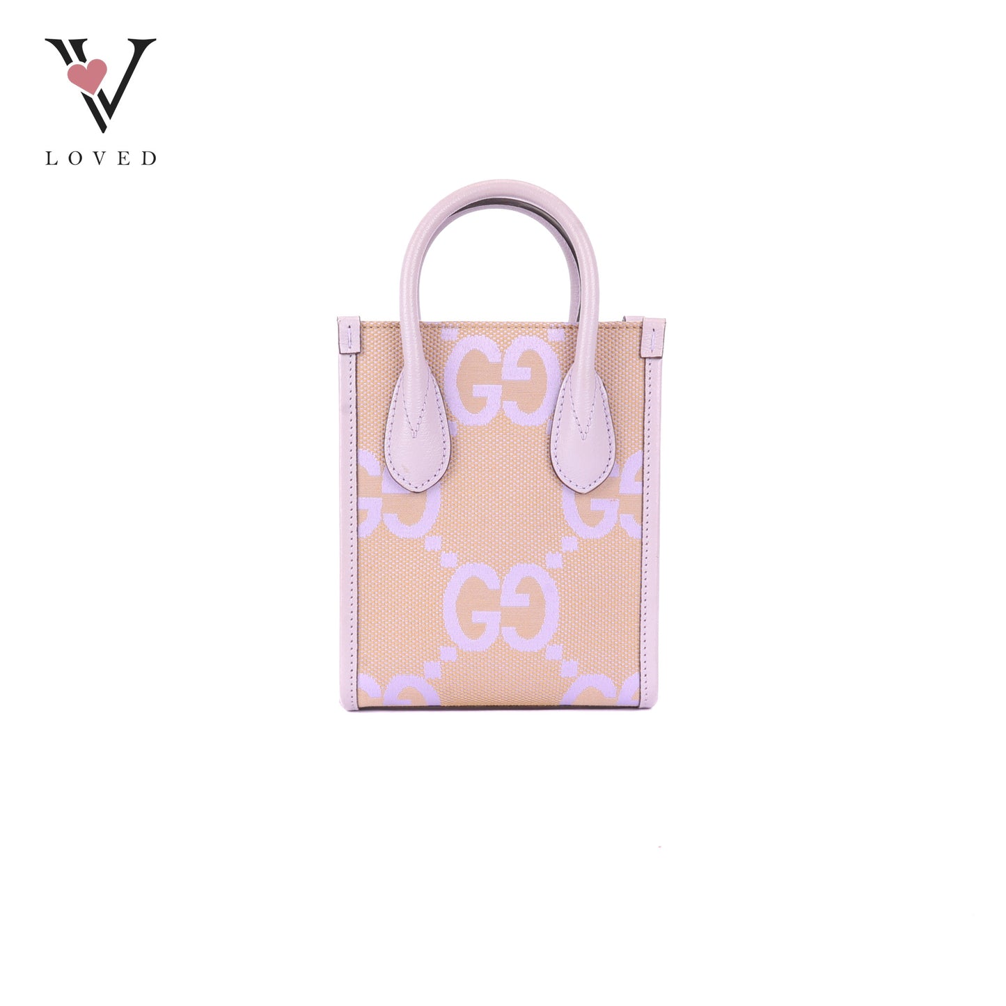 Gucci GG Mini Tote Bag in Beige with Purple Leather Trim