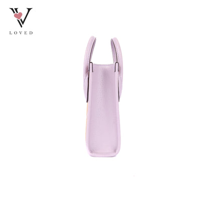 Gucci GG Mini Tote Bag in Beige with Purple Leather Trim