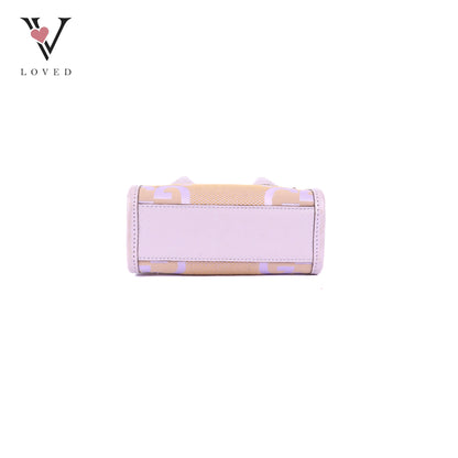 Gucci GG Mini Tote Bag in Beige with Purple Leather Trim