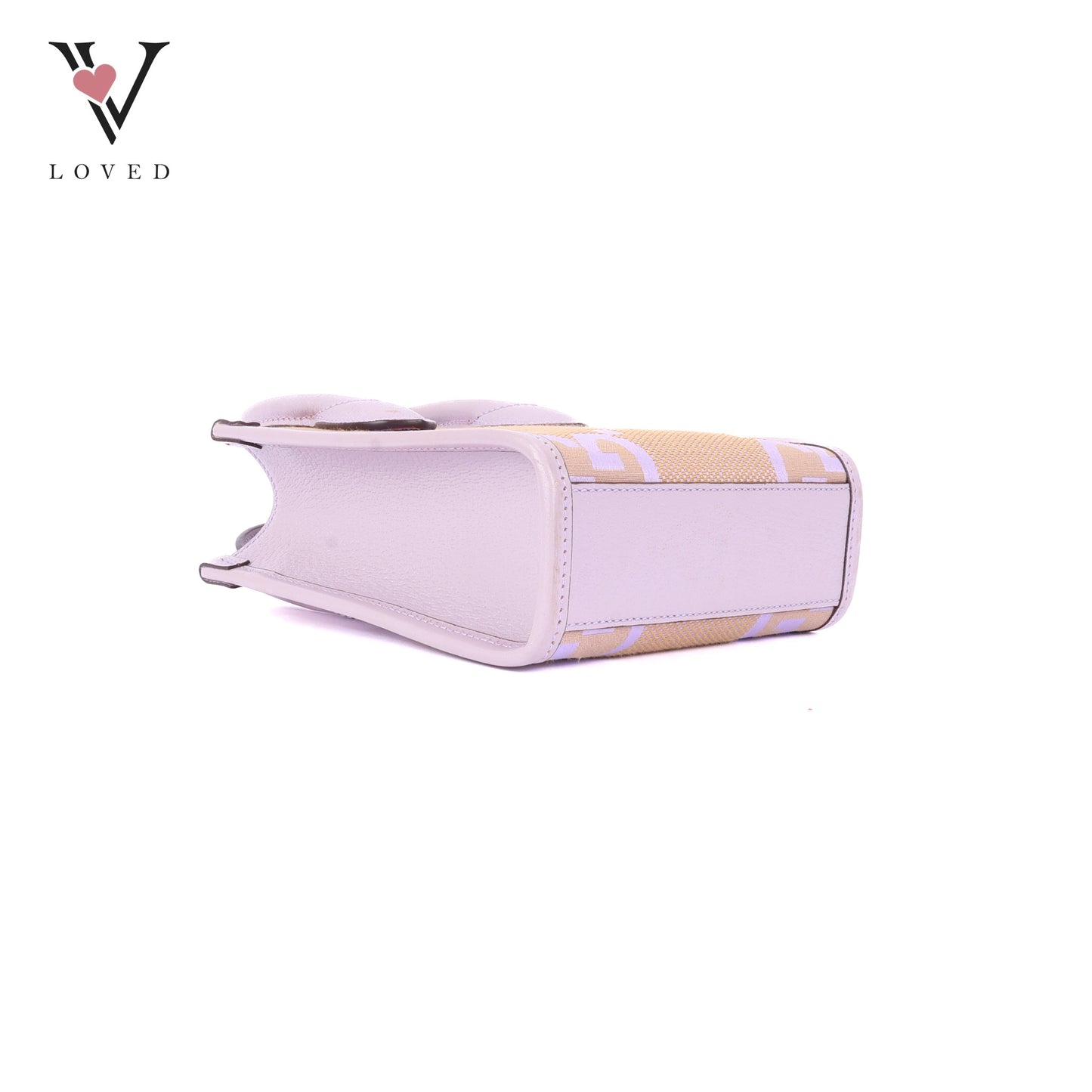 Gucci GG Mini Tote Bag in Beige with Purple Leather Trim