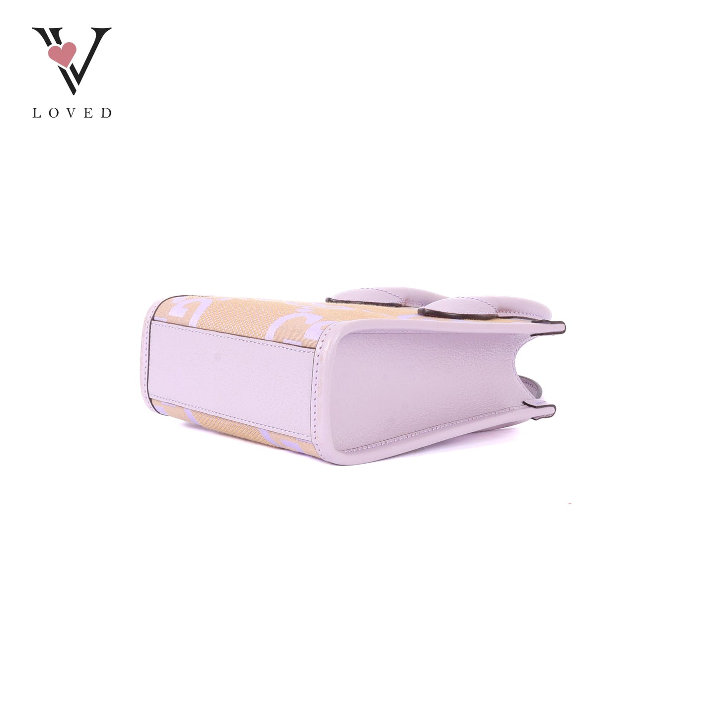 Gucci GG Mini Tote Bag in Beige with Purple Leather Trim