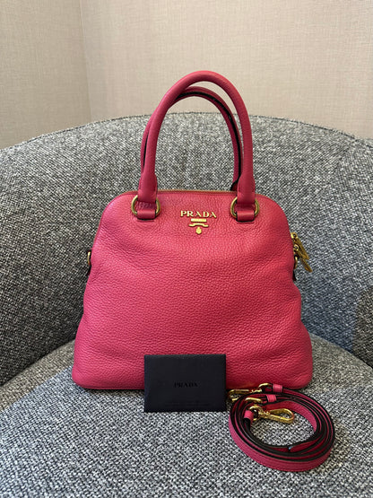 Prada Vitello Daino Dome Satchel Handbag