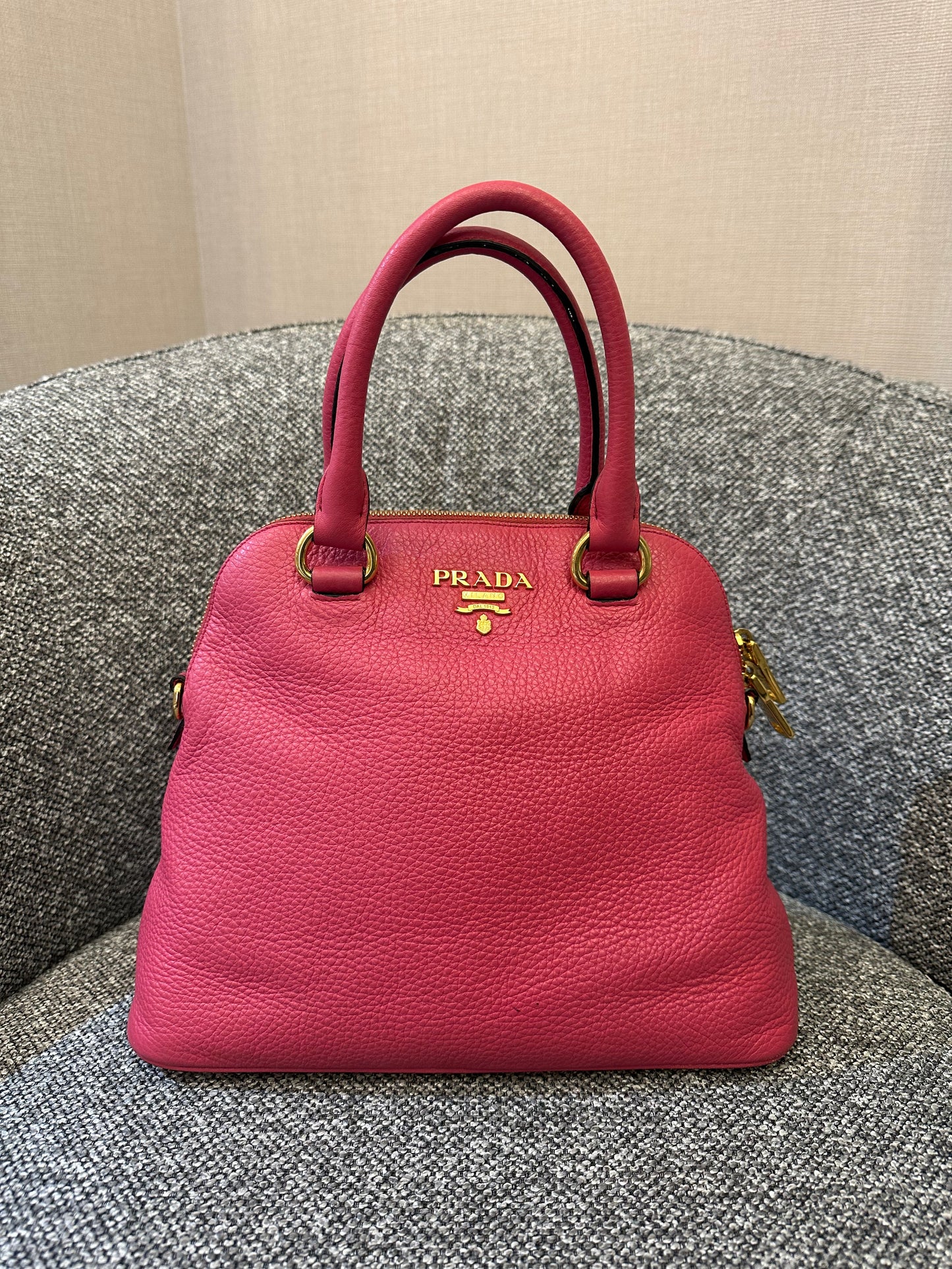 Prada Vitello Daino Dome Satchel Handbag
