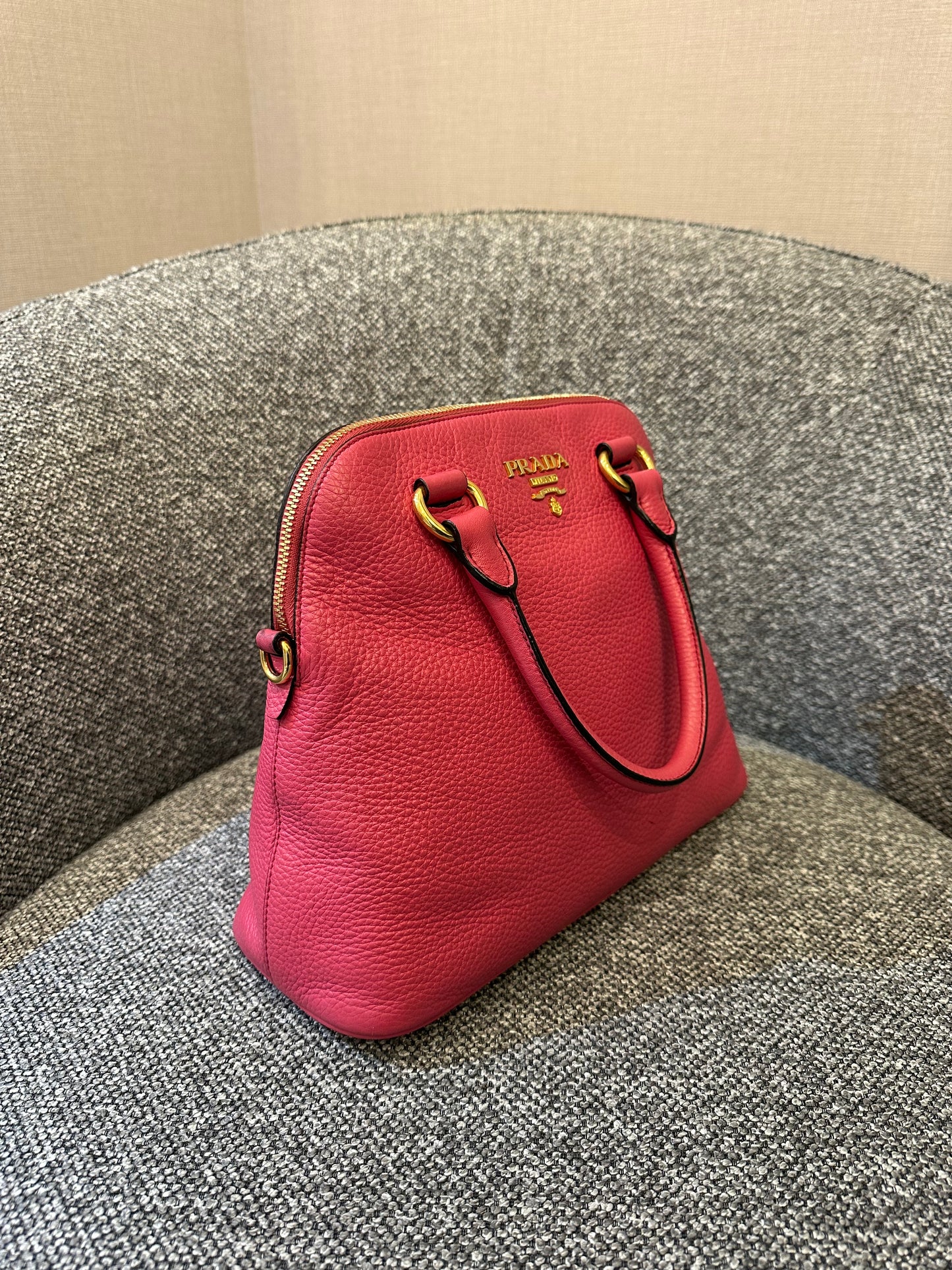 Prada Vitello Daino Dome Satchel Handbag