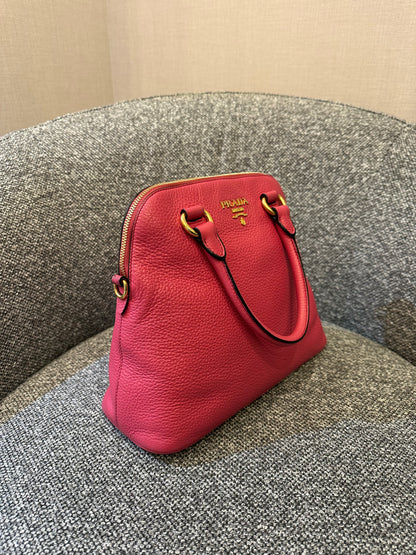 Prada Vitello Daino Dome Satchel Handbag