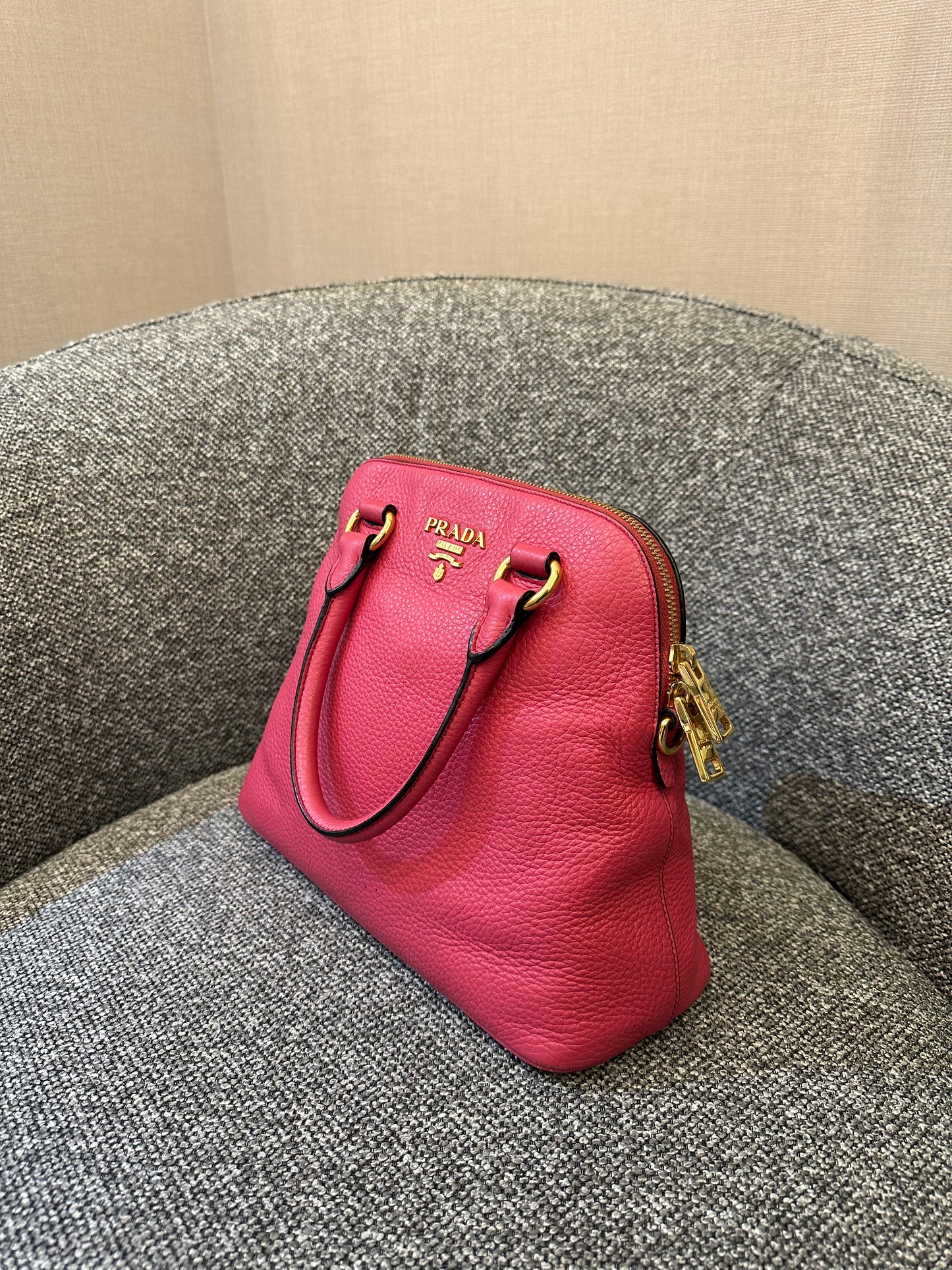 Prada Vitello Daino Dome Satchel Handbag
