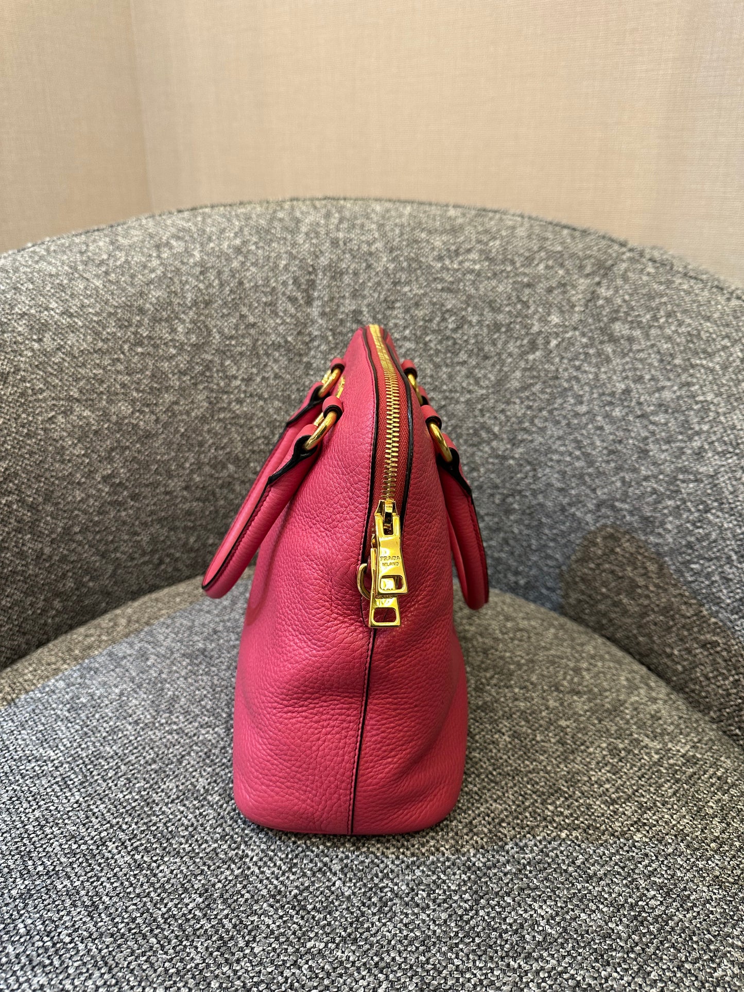 Prada Vitello Daino Dome Satchel Handbag