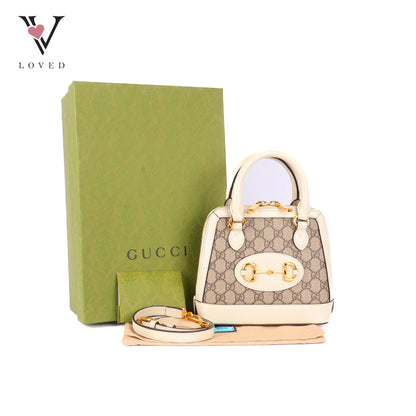 Gucci Horsebit 1995 Mini Top Handle Bag in White Leather
