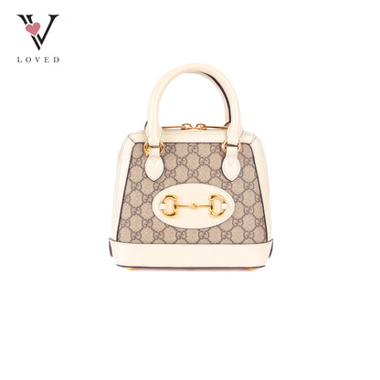 Gucci Horsebit 1995 Mini Top Handle Bag in White Leather