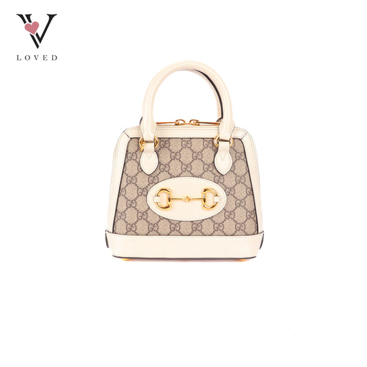 Gucci Horsebit 1995 Mini Top Handle Bag in White Leather