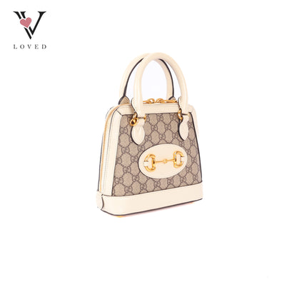 Gucci Horsebit 1995 Mini Top Handle Bag in White Leather